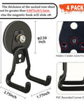 Upgraded Large Magnetic Hooks With 20lb Capacity Heavy Duty Magnetic Hangers For Garage Pegboard Tools And Power Drill Accessories Broom Garden Tools Hardware Storage 4 Pack Black shown with dimensions and design details