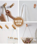 Heavy Duty Beech Wood Wall Hooks for coats and hats in use with towels and bags, durable rustic wall mount coat rack hangers.