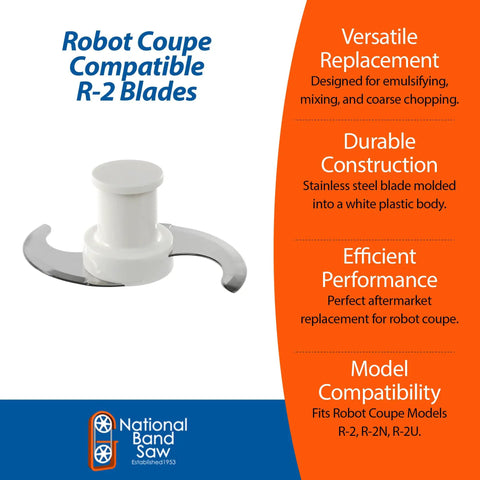 Pro Grade S Blade Replacement For Emulsifying, Mixing, And Coarse Chopping In R2 Series Food Processor, Workhorse Stainless Steel Blade Encased In White Plastic Body, Fits R2, R2N, R2U Models