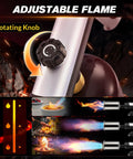 Propane Torch Gun With Adjustable Flame And Safety Lock For BBQ Grilling Camping And Searing Steaks Delivers 3272F High Heat; rotating knob close-up.