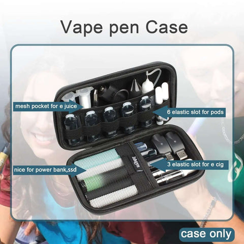 Solid Hard Travel Organizer For Your Slick Tech Stash Waterproof Carry Pouch Grabs Power Banks And Cables, opened vape pen case with slots.