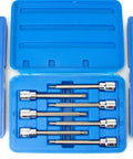 21 Piece Three Eighths Inch Drive Extra Long Hex And Torx Bit Socket Set With Four And A Half Inch Shank Metric And SAE