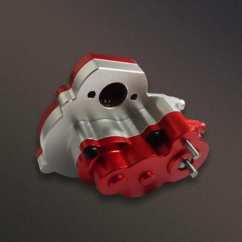 Beefed Up Metal RC Transmission Center Gearbox Case With Gears For 1/18 LC80 FCX18 Crawler, Aluminum Upgrade, Silver housing