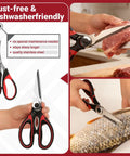 Workhorse Heavy Duty Kitchen Shears Set Of 2 With Seafood Scissors Stainless Steel Sharp Food Cutting Scissors For Meat Bones Fish Poultry Vegetables And Dishwasher Safe, cutting meat and fish