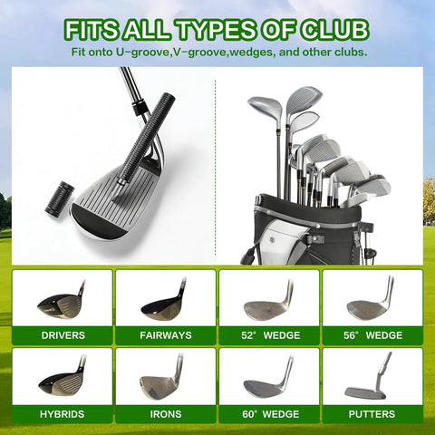 All In One Golf Accessories Kit With Towel Club Brush Groove Cleaner Golf Balls Tees Score Counter Ball Line Marker Divot Repair Tool And Color Ball Markers A Sweet Gift For Real Men Golfers displayed with club heads and bag on grass