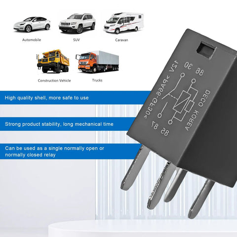 Two Pack 12V Car AC Relay 40A 4 Pin Quick Connect High Power Auto Relay For Cooling Fans And Electrical Systems