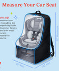 Top Notch Padded Car Seat Backpack Travel Bag For Air Travel Fits Most Infant And Convertible Seats Gate Check Or Baggage Check Heavy Duty Black Cover For Flight Protection Airport Friendly shown with dimensions