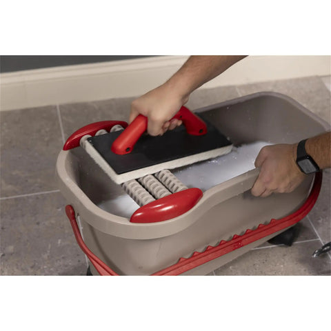 Using Ultra Tile Grouting System Kit For Faster Grouting With Less Mess Game Changer Featuring Raised Grate And Slotted Sponge Technology And Grout Buckets Slotted Rollers Made In The USA on tiles