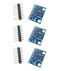 Triaxial Accelerometer Module for 3D Motion Tracking With I2C Interface Dope Precision And Crisp 12 Bit Resolution Perfect For Activity Analysis Orientation Vibration Sensing Wearables And Robotics Projects, blue PCB with header pins