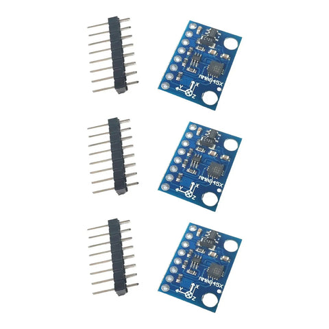 Triaxial Accelerometer Module for 3D Motion Tracking With I2C Interface Dope Precision And Crisp 12 Bit Resolution Perfect For Activity Analysis Orientation Vibration Sensing Wearables And Robotics Projects, blue PCB with header pins