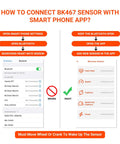 Diagram showing how to connect BK467 sensor to smartphone app with Bluetooth for Dual Bike Cadence And Speed Sensor Kit.