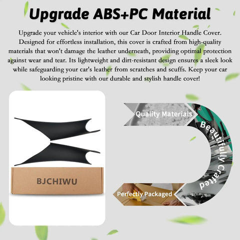 BMW Interior Door Pull Handle Covers 2 Pack Easy Install Left And Right Black packaging and material highlights
