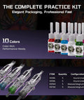 Wireless Rotary Tattoo Starter Kit For Beginners With Dual 1800mAh Batteries, Includes Inks, Practice Skins, Cartridges, and More