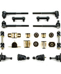 Totally Fresh Front End Suspension Rebuild Kit For 1969 1970 Pontiac Grand Prix showing 22 piece component layout with black poly bushings.