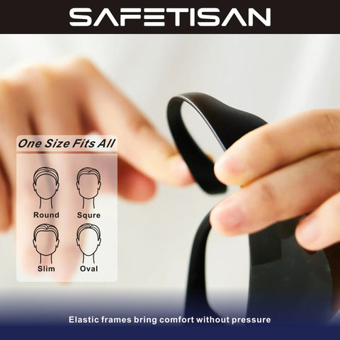 Elastic frame detail of Bulk 48 Pack Tinted Safety Glasses with Smoke Lenses, suitable for various face shapes, UV protection.
