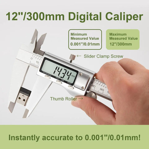 All Metal Digital Caliper 0 To 12 Inch Measuring Tool With Auto Off Conversion Between Inches And Millimeters in use