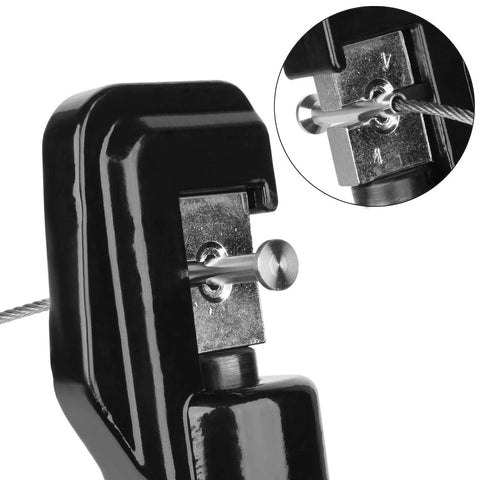 Stainless Steel Stemball Swage Dead Ends 1/8 Inch for Deck Cable Railing, close-up view of installation tool