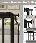 Walk Through Baby Gate For Stairs, Adjustable 38.5 To 43.5 Inch Wide, Pressure Mounted Safety Gate With Door, No Drill installation steps