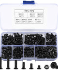 M4 Flat Head Machine Screws And Nuts Kit 275 Piece Black Countersunk Phillips Head Screws Bolts And Hex Nuts Assortment