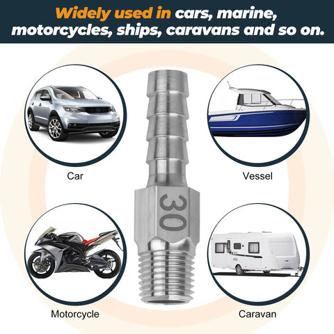 Anti Siphon Fuel Line Valve For Boats And Marine Fuel Tanks With Hose Barb Aluminum Fitting To Prevent Siphoning And Leak Prevention On Boat Engines Cars Caravans Ships And Gas Tanks with car, vessel, motorcycle, and caravan illustrations