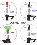 Pressure Washer Spray Gun Kit 5000 PSI 12 GPM With One Quarter Inch Quick Disconnect And Three Eighth Inch Quick Connect, M22 fittings diagram