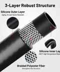 EVIL ENERGY 5/8-inch silicone heater hose, 5 ft, black with braided polyester outer layer and silicone inner layer