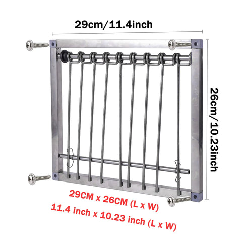 One Way Stainless Steel Pigeon Trap Door For Bird Cages And Pigeon Houses, 29 By 26 Cm Frame With Wire Bars, Durable Entrance U Trap.