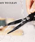 Heavy Duty Kitchen Scissors With Titanium Coated Blades Micro Serrated And Detachable Blades All Purpose Kitchen Shears For Food Prep Cuts Through Chicken Bones And Thick Veggies Like A Boss Built For Easy Power And Precision, black 8-inch blades rinsed clean under water