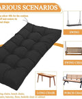 Water Repellent Outdoor Bench Cushion 44x19 With Tufted Style And Cozy Comfort, High Elasticity PP Cotton Filling shown in use scenarios