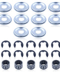 Clutch Washer, E-Clip, And Needle Bearing Kit For Stihl Chainsaws MS170 MS180 MS210 MS230 MS250 And More, arranged in rows