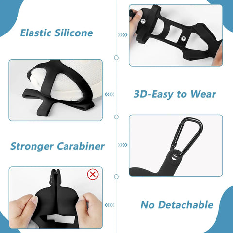 Elastic Silicone Shoe Holster With Backpack Clips For Hanging Sneakers Boots Cleats Or Gear On Your Backpack No Fuss Easy To Use Keeps Your Bag Neat And Shoes Separated Travel Ready Black showing features and details