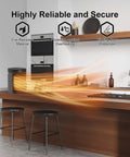 Compact Indoor Space Heater With Remote, 1500W PTC ceramic, shown on kitchen counter demonstrating quick heat flow.