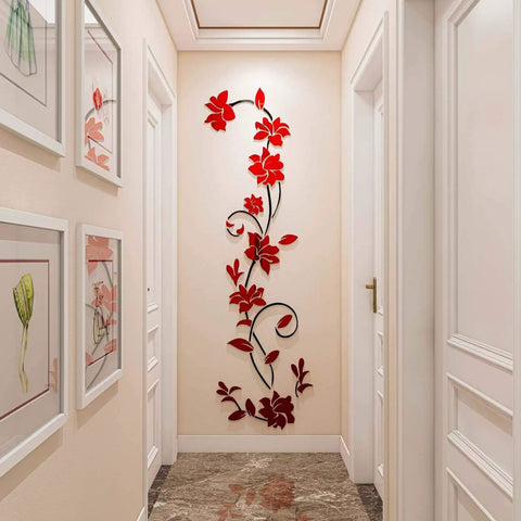 3D Rattan Flower Wall Murals For Living Room And Bedroom Backdrop TV Background Decor Decal Removable Film Ready Easy Peel Installation Gift Worthy Wall Art Sticker 70 By 22 Inches For A Lit Home Vibe in hallway view