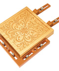 Aluminum Alloy CNC Positioning Side Clamps Kit For 3018 And 4040 Router holding engraved wood panel on T-slot table.