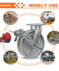 Kingpinless Casters Badass Heavy Duty Workhorse Built Different Deliver Two Thousand Five Hundred Pounds Per Wheel close-up view with lever.