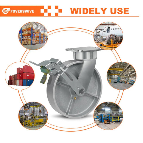 Kingpinless Casters Badass Heavy Duty Workhorse Built Different Deliver Two Thousand Five Hundred Pounds Per Wheel close-up view with lever.