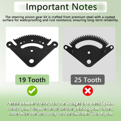 19 Tooth Steering Sector Gear And Pinion Repair Kit For John Deere tractors, side-by-side with incorrect 25 tooth gear.