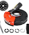Surface Grinding Dust Shroud For Angle Grinder Universal 4.5/5 Inch With 5 Inch Diamond Cup Wheel, shown with accessories.
