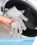 4 Pack Cut Resistant Gloves Level 5 Protection For Kitchen Prep And Food Handling being placed in washing machine