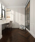 Elegant room with 8 Pack Gold Brushed Brass Cabinet Knobs And Drawer Pulls For Kitchen Cupboards on white cabinetry.