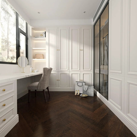 Elegant room with 8 Pack Gold Brushed Brass Cabinet Knobs And Drawer Pulls For Kitchen Cupboards on white cabinetry.