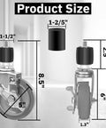 Top Notch Prep Table Casters 6 Inch Rising Expanding Stem Swivel Wheels Set Of 4 dimensions including wheel height and stem size.