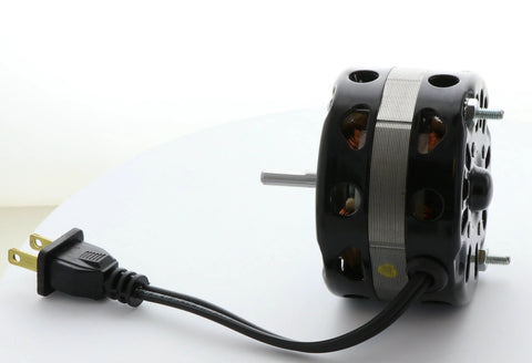 Packard 40933 vent fan motor, 3.3-in diameter, side-view; black plastic housing with metal strap and power cord