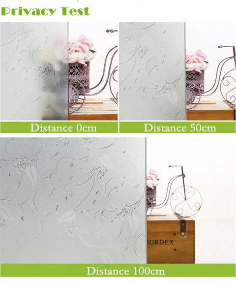 Privacy test showing Window Privacy Film With Static Cling No Adhesive Frosted Glass Privacy Cover at varying distances.