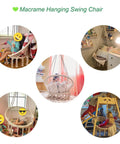 Kids Hammock Swing Chair For Indoor And Outdoor Fun, Handmade Macrame Knitted Hanging Seat For Toddlers Aged 2 To 5 area view