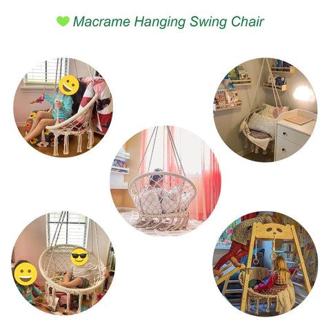 Bohemian Macrame Hammock Chair Swing With Hardware Kits For Indoor And Outdoor Use Ideal For Balcony Porch Yard Or Bedroom