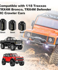 Brass Hex Extension For 1/18 RC Crawler TRX4M Upgrades Wheel Hex Hubs shown with Traxxas TRX4M Bronco and Defender models