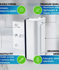 Close-up of ergonomic white aluminum latch from 2 Pack Aluminum Front Door Locks For Security And Family Safety Built Tough Easy Install Child Proof Door Latch That Withstands 800 Lbs Of Force Tamper Proof Top Lock For Home, highlighting durability and versatile fit features.