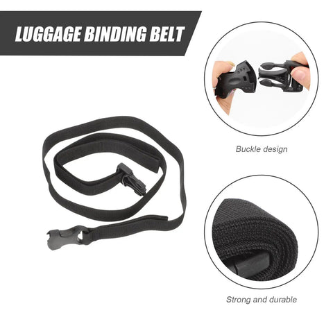 Heavy Duty Luggage Straps With Quick Release Buckles For Camping Hiking Travel Gear Adjustable Anti Wear Packing Straps Set Black Durable Tie Down Straps For Luggage Suitcases Bags shown with buckle design and coiled strap