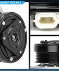 Close-up of Oem Standard Heavy Duty Road Tough Ac Air Compressor With Clutch showing clutch detail and connectors.